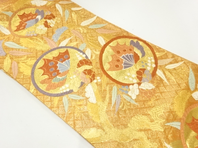 佐賀錦唐織柳に蝶模様織出し袋帯